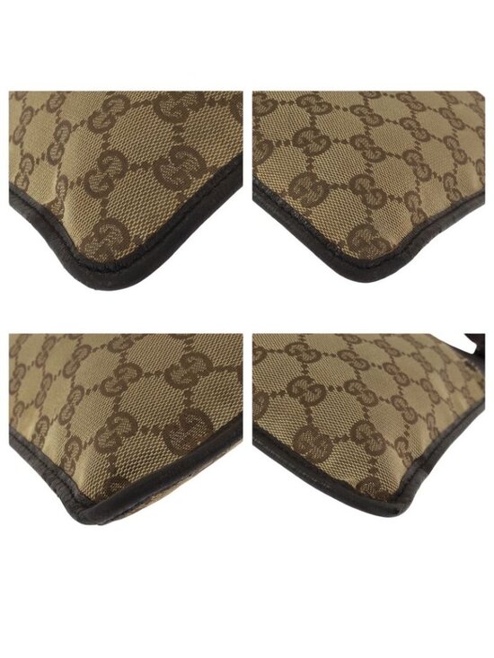 Gucci Beige Dark Brown GG Canvas Leather Shoulder Bag Pochette main image 7